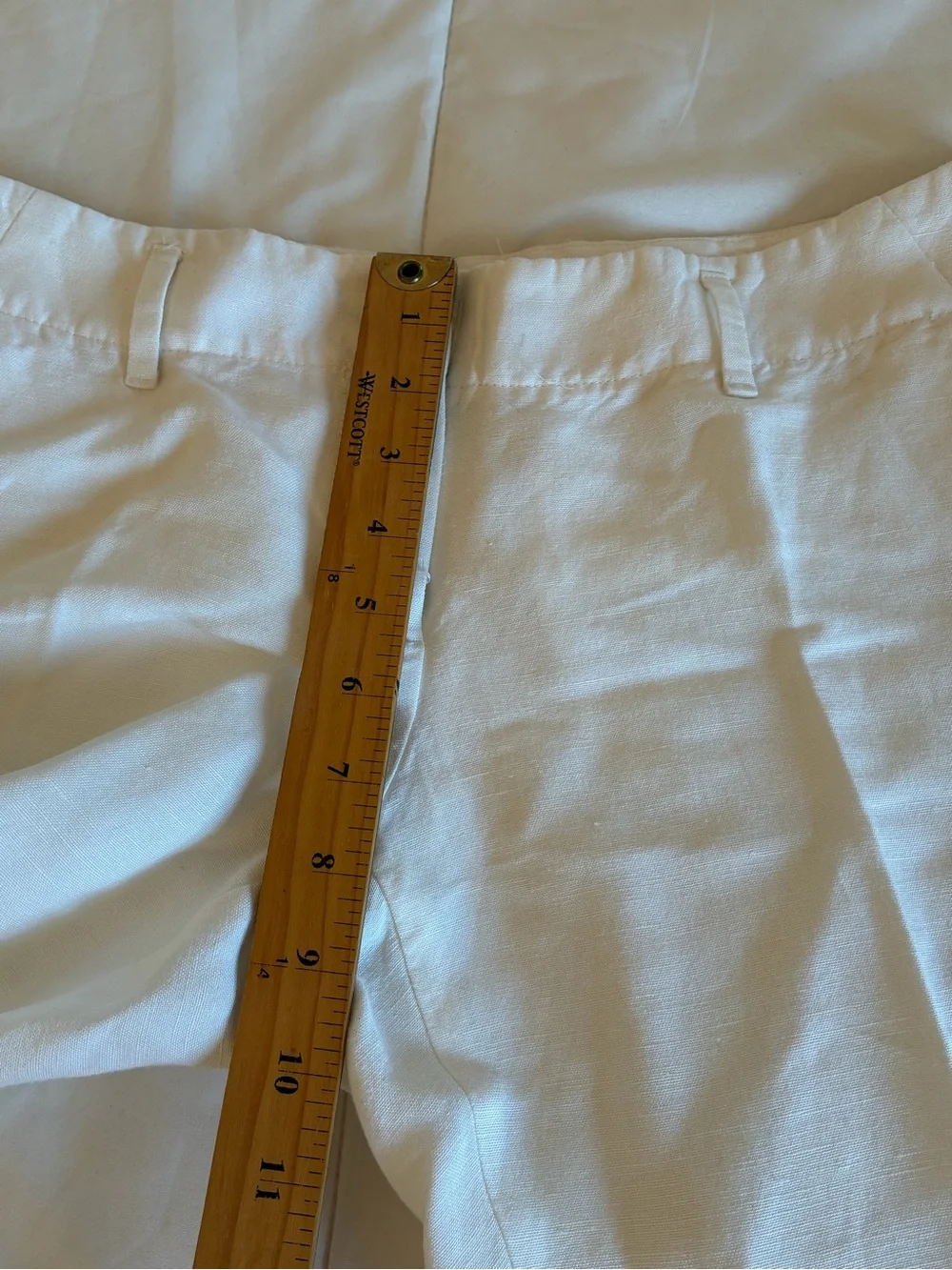 Women's white linen blend cropped pants 4P